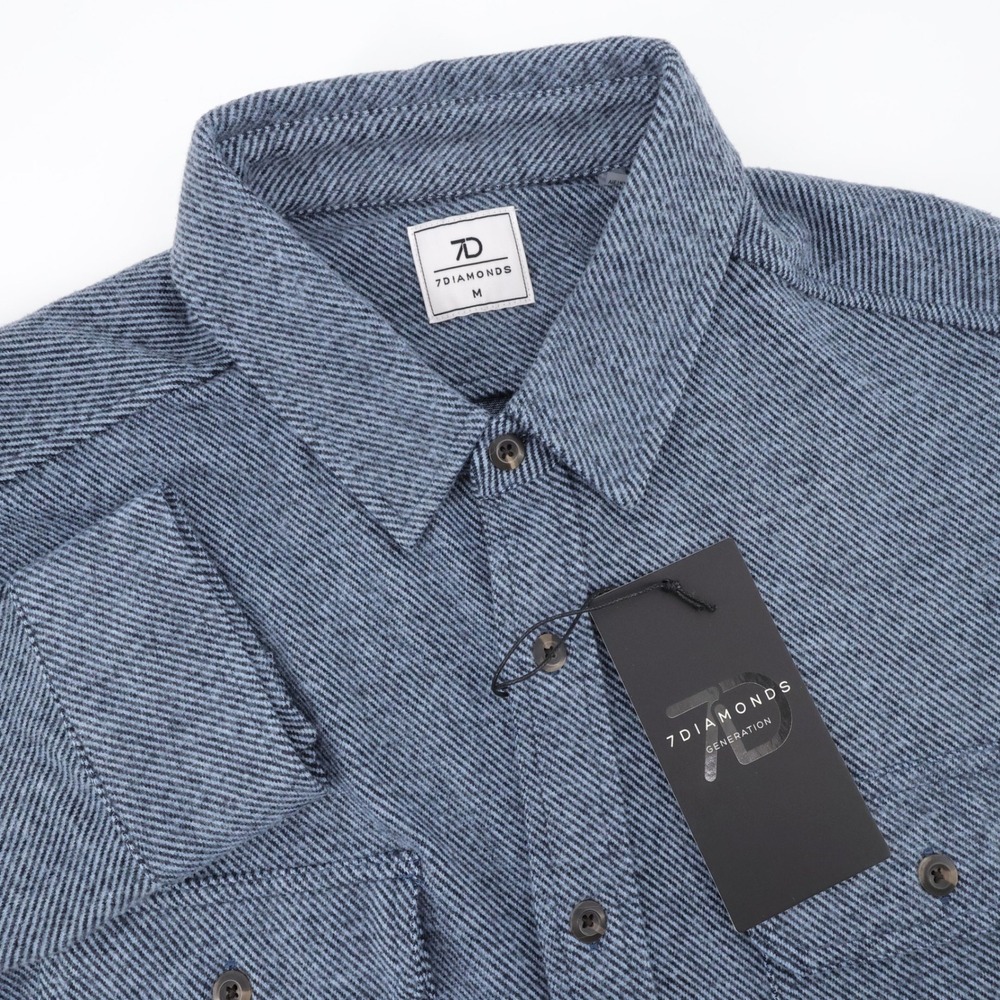 NEW 7 Diamonds Generation Flannel Shirt Navy Long Sleeve Mens M